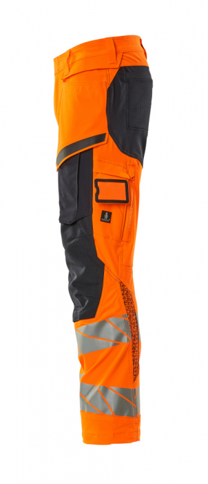 Pantaloni de lucru hi-vis cu benzi reflectorizante si buzunar pentru protectii la genunchi [7]