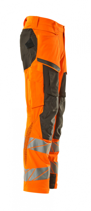 Pantaloni de lucru hi-vis cu benzi reflectorizante si buzunar pentru protectii la genunchi [20]