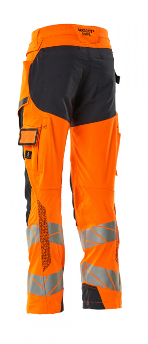 Pantaloni de lucru hi-vis cu benzi reflectorizante si buzunar pentru protectii la genunchi [11]