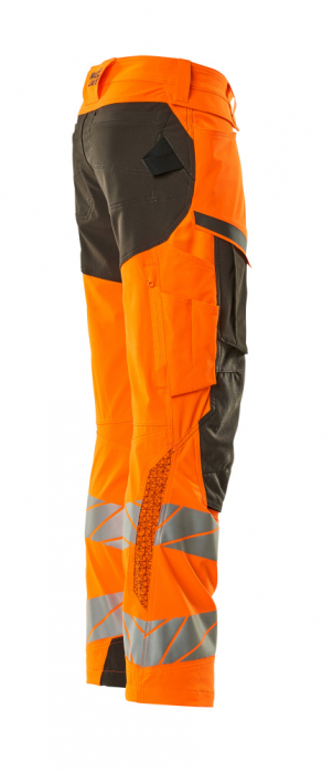 Pantaloni de lucru hi-vis cu benzi reflectorizante si buzunar pentru protectii la genunchi [18]