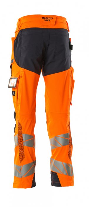 Pantaloni de lucru hi-vis cu benzi reflectorizante si buzunar pentru protectii la genunchi [12]