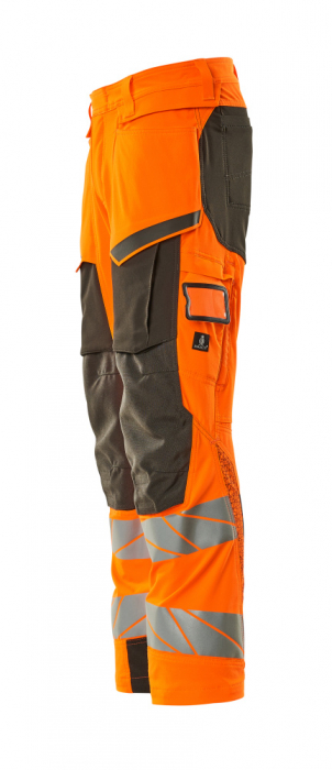 Pantaloni de lucru hi-vis cu benzi reflectorizante si buzunar pentru protectii la genunchi [6]