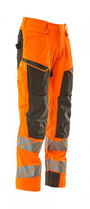 Pantaloni de lucru hi-vis cu benzi reflectorizante si buzunar pentru protectii la genunchi [22]