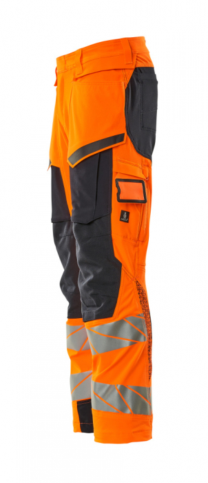 Pantaloni de lucru hi-vis cu benzi reflectorizante si buzunar pentru protectii la genunchi [6]