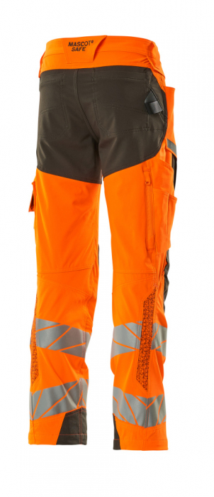 Pantaloni de lucru hi-vis cu benzi reflectorizante si buzunar pentru protectii la genunchi [15]