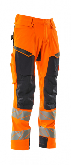 Pantaloni de lucru hi-vis cu benzi reflectorizante si buzunar pentru protectii la genunchi [23]