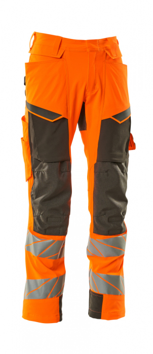 Pantaloni de lucru hi-vis cu benzi reflectorizante si buzunar pentru protectii la genunchi [24]