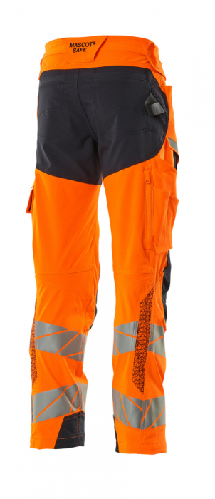 Pantaloni de lucru hi-vis cu benzi reflectorizante si buzunar pentru protectii la genunchi [15]