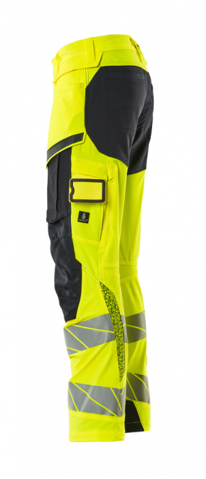 Pantaloni de lucru hi-vis cu benzi reflectorizante si buzunar pentru protectii la genunchi [8]
