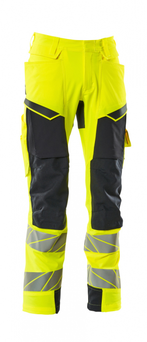 Pantaloni de lucru hi-vis cu benzi reflectorizante si buzunar pentru protectii la genunchi [24]