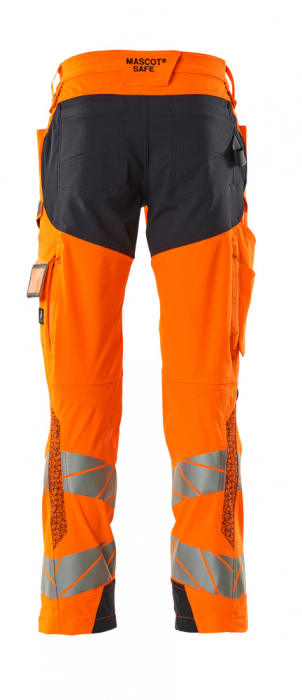 Pantaloni de lucru hi-vis cu benzi reflectorizante si buzunar pentru protectii la genunchi [13]