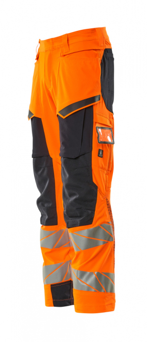 Pantaloni de lucru hi-vis cu benzi reflectorizante si buzunar pentru protectii la genunchi [5]