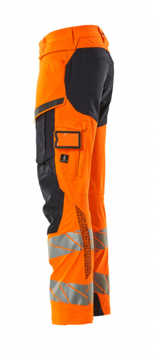 Pantaloni de lucru hi-vis cu benzi reflectorizante si buzunar pentru protectii la genunchi [8]
