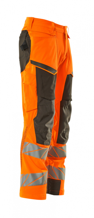 Pantaloni de lucru hi-vis cu benzi reflectorizante si buzunar pentru protectii la genunchi [21]