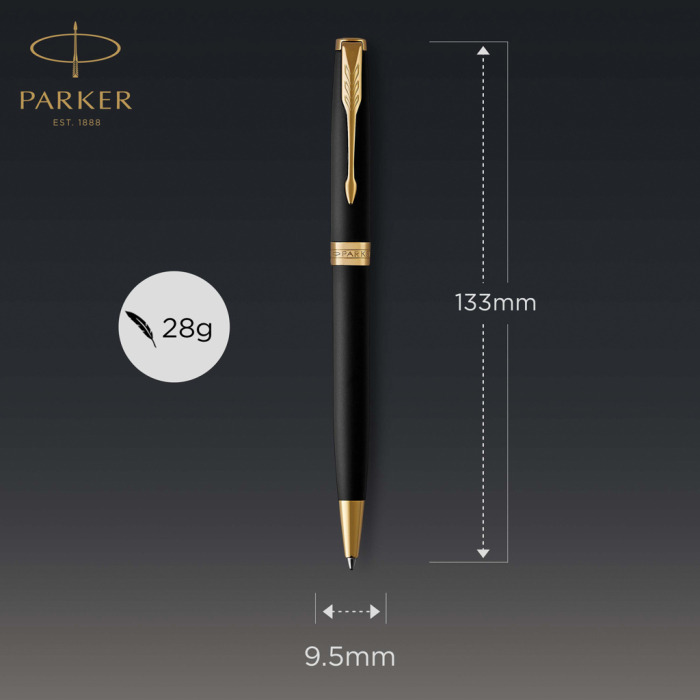 Pix Parker SONNET Matte Black, finisaj paladiu, cutie cadou [6]