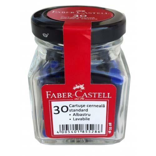 Patroane cerneala mici Faber-Castell 30buc/borcan, albastre [2]