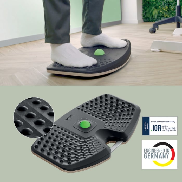 Placă de echilibru Leitz Ergo, 14°, lemn FSC, minge masaj detașabilă [9]