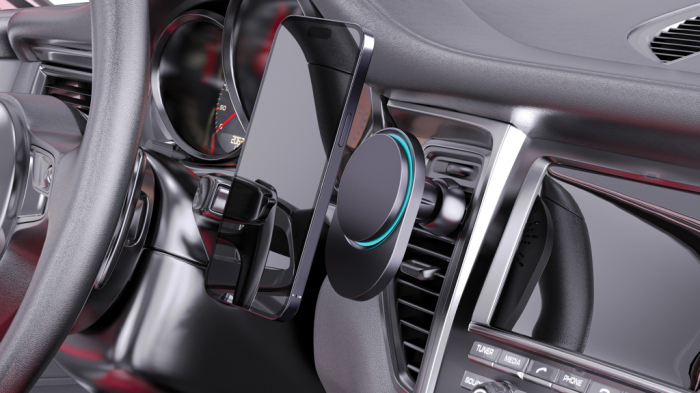 Suport auto magnetic incarcare wireless 15W, ABS reciclat RCS, PowerCruze [9]