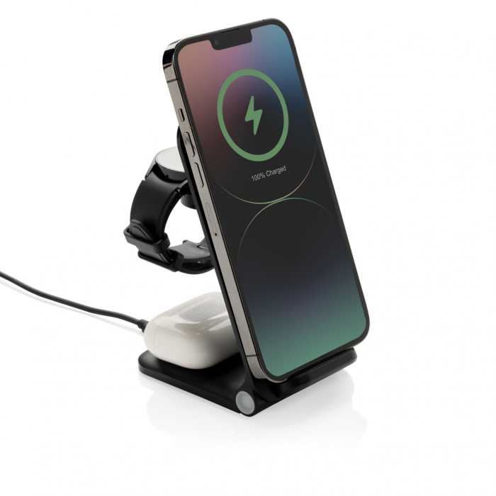 Stand de incarcare wireless 3-in-1 15W Powerpal, ABS reciclat RCS, pliabil [4]