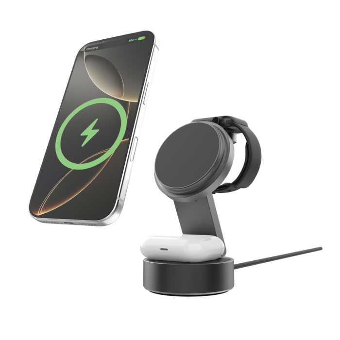 Incarcator wireless Quantum RCS 3-in-1 25W, pliabil, pentru telefon, AirPods si smartwatch [4]