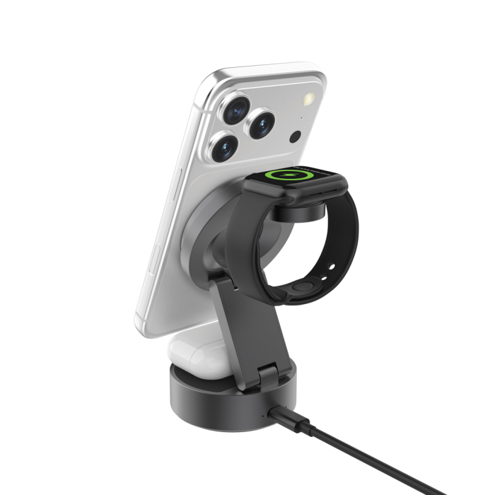 Incarcator wireless Quantum RCS 3-in-1 25W, pliabil, pentru telefon, AirPods si smartwatch [9]