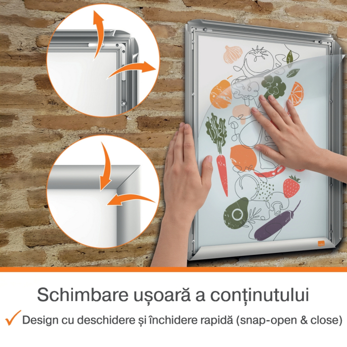 Rama pentru perete NOBO, aluminiu, cu click, A3, gri [5]