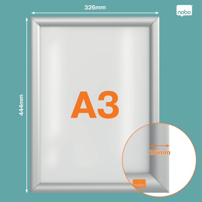 Rama pentru perete NOBO, aluminiu, cu click, A3, gri [2]