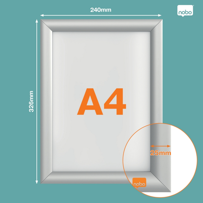 Rama pentru perete NOBO, aluminiu, cu click, A4, gri [2]