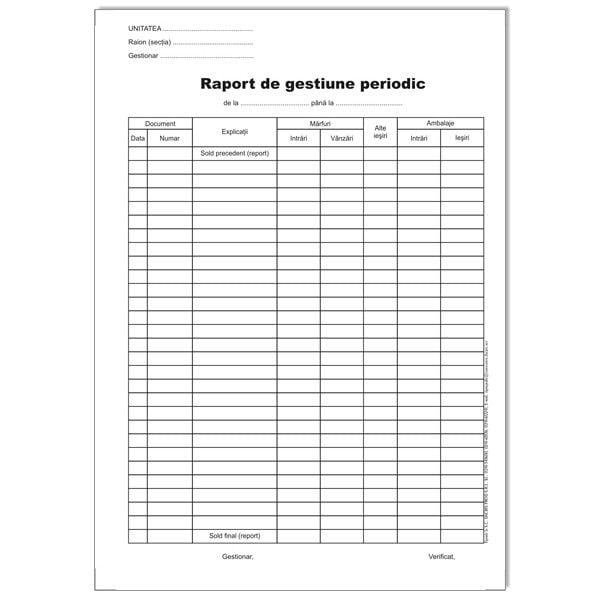Raport de gestiune zilnic A4, 100 file, print fata [2]