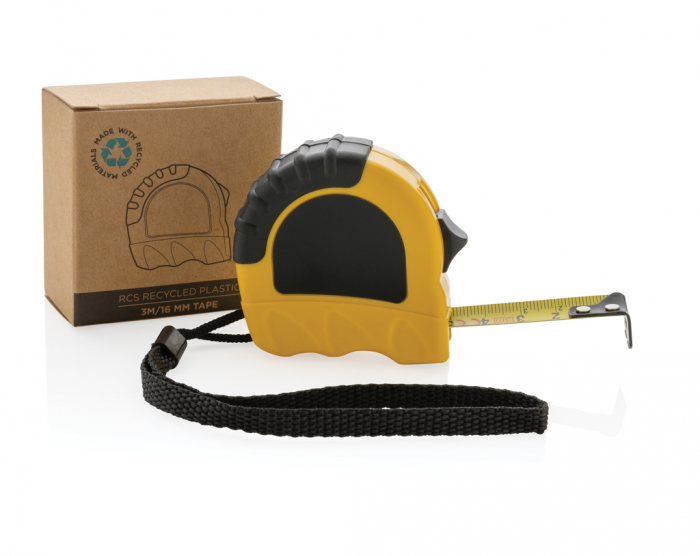 Ruleta RCS 3m/16mm – ABS reciclat, grip cauciuc TPR, banda galbena cm [10]