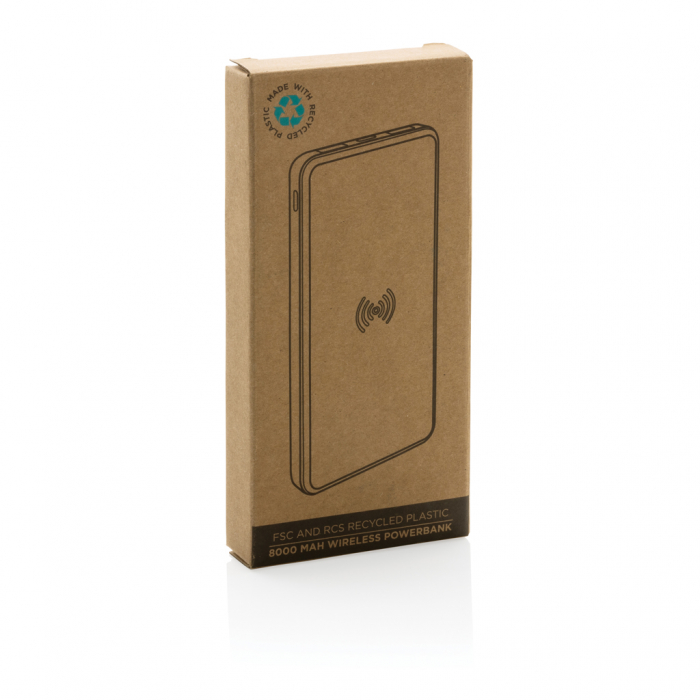 Powerbank wireless 8.000 mAh din plastic reciclat RCS si bambus FSC®, incarcare 5W [12]