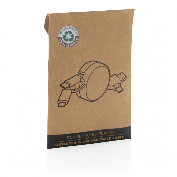 Cablu retractabil 6-in-1 Ontario RCS eco – USB-C, iOS, Micro USB [10]