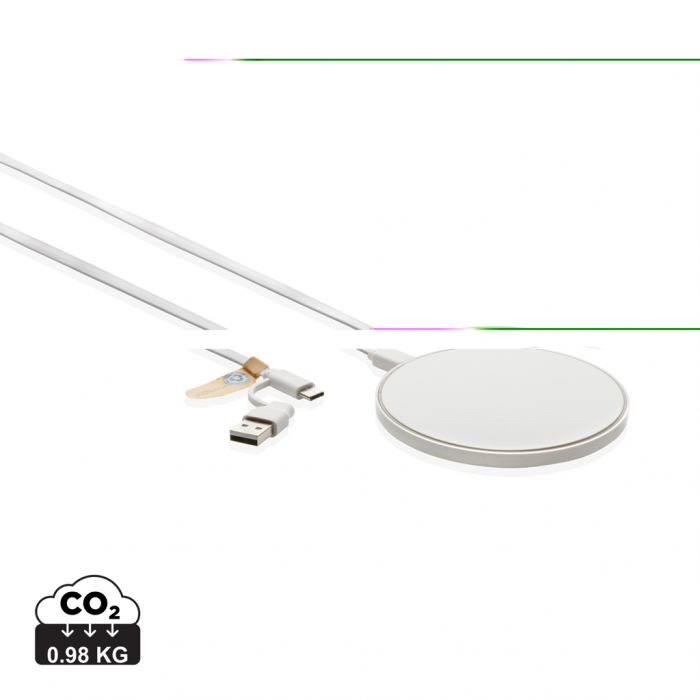 Incarcator wireless 10W RCS din plastic reciclat, cablu dual USB-A si USB-C [1]