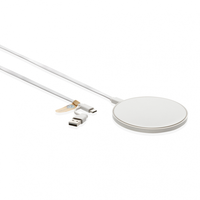 Incarcator wireless 10W RCS din plastic reciclat, cablu dual USB-A si USB-C [2]