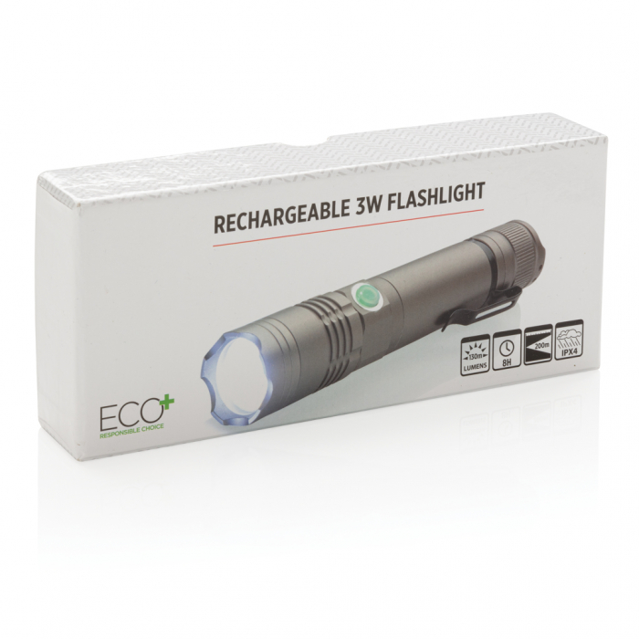 Lanterna reincarcabila 3W din aluminiu – 130 lumeni, raza 200 m, IPX4 [8]
