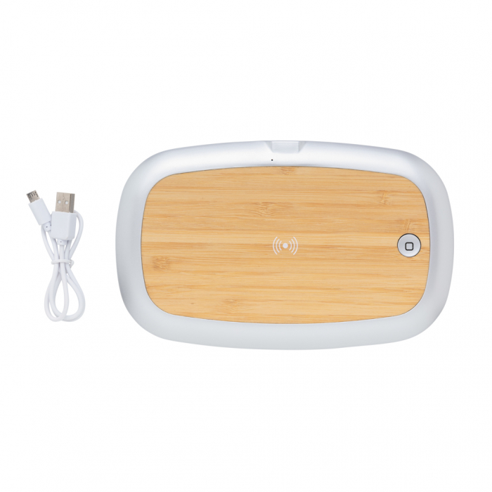 Cutie sterilizare Rena UV-C cu incarcator wireless bambus 5W [3]