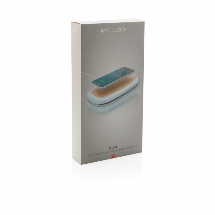 Cutie sterilizare Rena UV-C cu incarcator wireless bambus 5W [15]