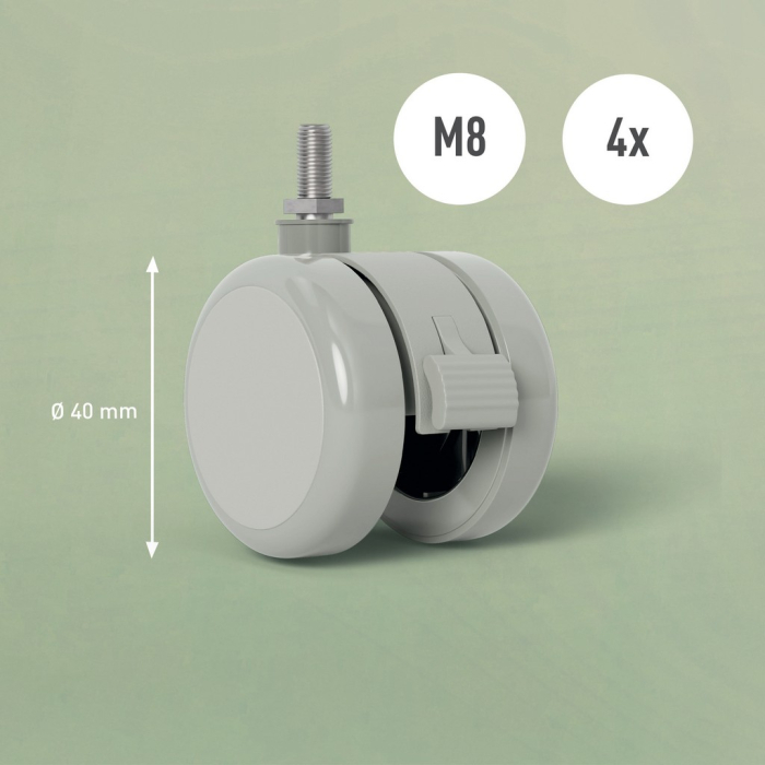 Roți pivotante pentru Biroul ergonomic Leitz Ergo Electric, set 4, blocabile, 360° [3]