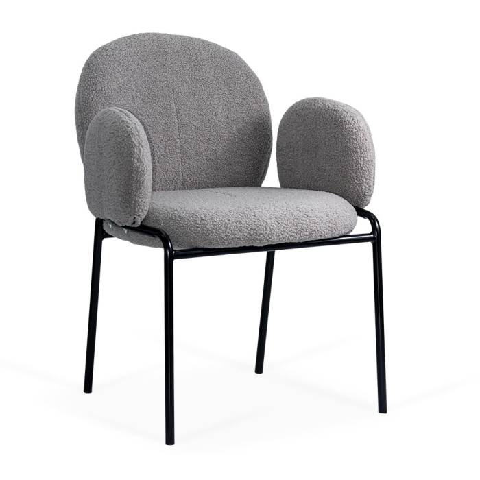Scaun bucatarie BUC 281 boucle crem, roz, gri cu cadru metalic [1]
