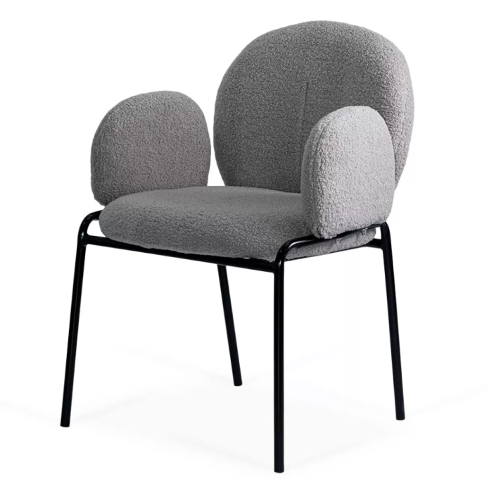 Scaun bucatarie BUC 281 boucle crem, roz, gri cu cadru metalic [3]