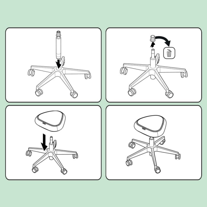Scaun ergonomic Leitz Ergo cu roți, șezut tip șa, spumă DDF, reglabil 46–59 cm [14]