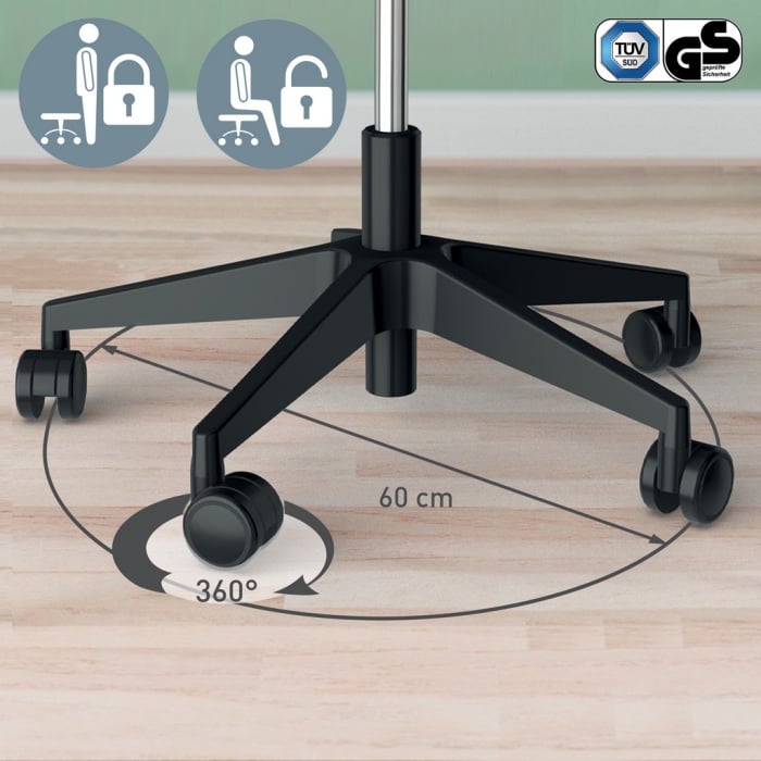 Scaun ergonomic Leitz Ergo cu roți, șezut tip șa, spumă DDF, reglabil 46–59 cm [8]