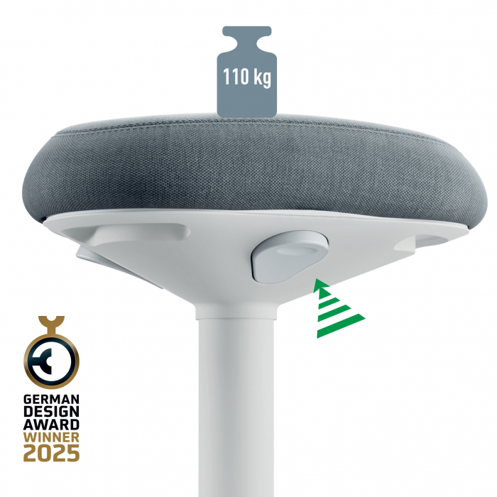 Scaun Ergonomic Leitz Ergo – Pozitie Sezut/In Picioare, Inaltime Reglabila, Gri-Pastel si Gri-Carbune [4]