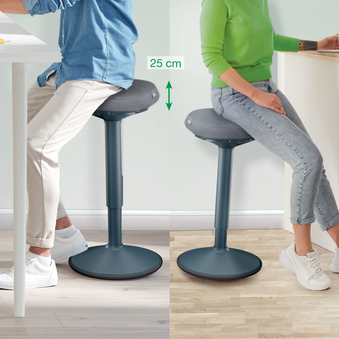 Scaun Ergonomic Leitz Ergo – Pozitie Sezut/In Picioare, Inaltime Reglabila (57-82 cm), Gri-Pastel si Gri-Carbune [3]