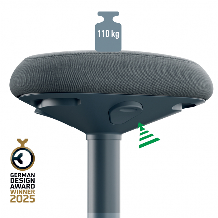 Scaun Ergonomic Leitz Ergo – Pozitie Sezut/In Picioare, Inaltime Reglabila (57-82 cm), Gri-Pastel si Gri-Carbune [4]