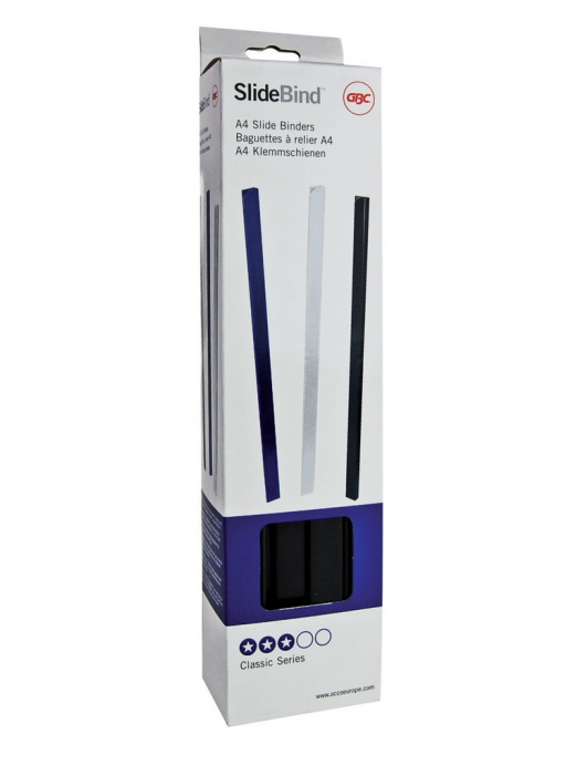 Sina legare documente GBC, plastic, A4, 5 mm, 20 coli, 25 buc/set, alb [3]