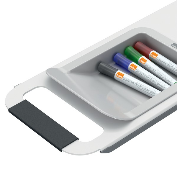 Sistem mobil NOBO Move & Meet, 180x90 cm, include 2 table magnetice cu rame gri, 2 tavite detasabile si kit accesorii, alb [4]
