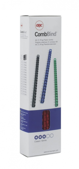 Spira legare documente GBC, plastic, A4, 21 inele, 10 mm, 65 coli, 100 buc/set, negru [4]