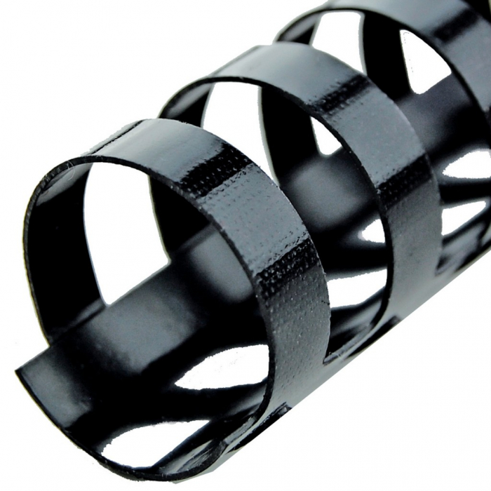 Spira legare documente GBC, plastic, A4, 21 inele, 19 mm, 165 coli, 100 buc/set, negru [1]