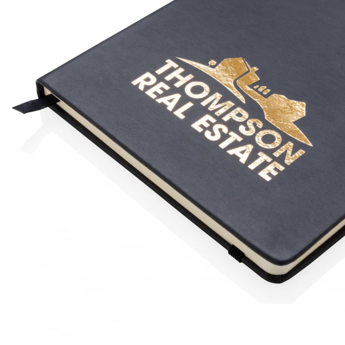 Agenda clasica A5 cu coperta PU, inchidere elastica si pagini dictando, hartie ivory, personalizabila. [8]